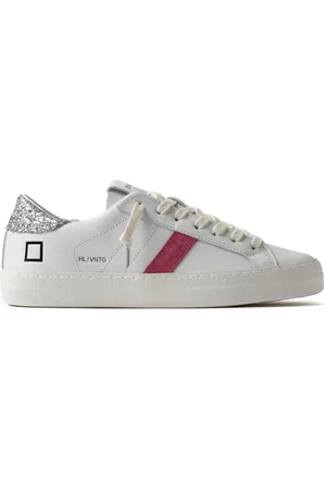D.A.T.E. Buty, Kobieta, Biały, 39 EU, Zamsz, Białe Sneakersy z Fioletowym Paskiem