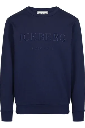 Iceberg Bluzy, Mężczyzna, Niebieski, 3XL, Obcisły niebieski sweter z bawełny z haftem logo
