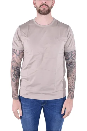 sun68 Koszulki, Mężczyzna, Beżowy, S, T-shirt z Mercerized Jersey Krótki Rękaw