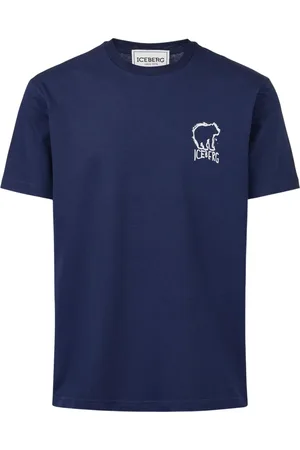 Iceberg Koszulki, Mężczyzna, Niebieski, M, Niebieski obcisły T-shirt z bawełny z nadrukiem misia