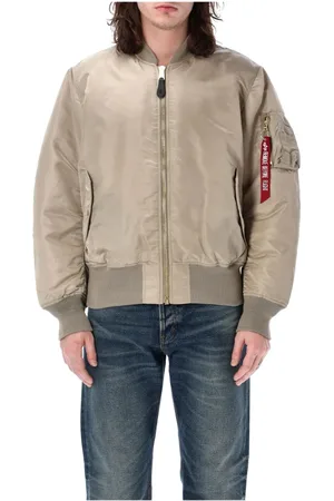 Alpha Industries Kurtki, Mężczyzna, Beżowy, L, Nylon, Outdoor