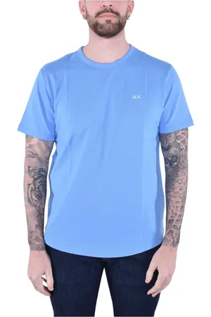 sun68 Koszulki, Mężczyzna, Niebieski, XL, Bawełna, T-shirt z Piki bawełnianej Krótki Rękaw