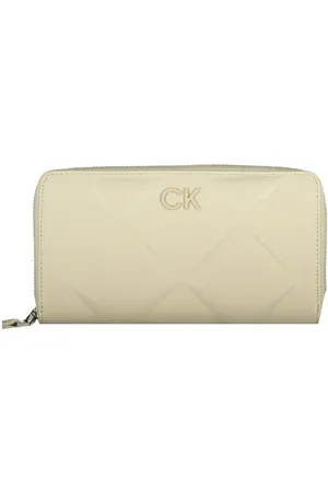 Calvin Klein Akcesoria, Kobieta, Beżowy, ONE SIZE, Beżowy Portfel z poliestru z blokadą Rfid