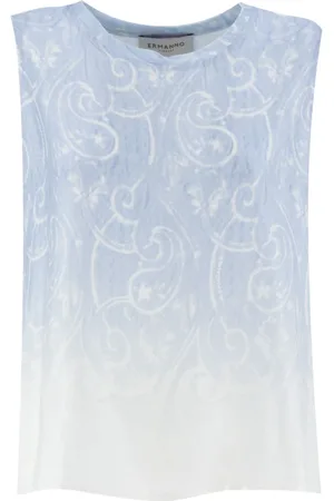 ERMANNO SCERVINO Koszulki, Kobieta, Niebieski, L, Lekki Top z Wiskozy