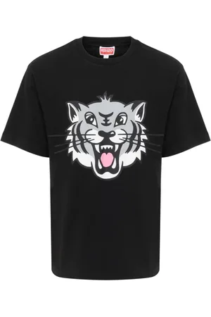 Kenzo Koszulki, Mężczyzna, Czarny, M, Wesoły Tygrys Klasyczny T-shirt