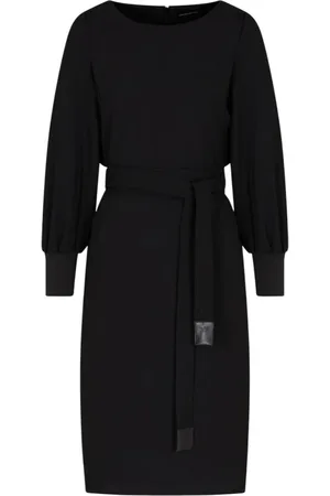 Emporio Armani Sukienki, Kobieta, Czarny, L, Czarna Sukienka z Paskiem Skórzany