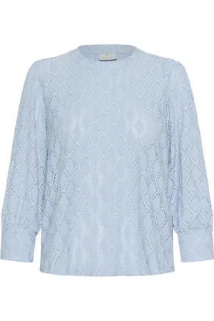 Kaffe Bluzki, Kobieta, Niebieski, 2XL, Bluzka z Koronką Miękki Chambray Stylowy Model