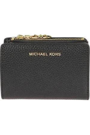 Michael Kors Akcesoria, Kobieta, Czarny, ONE SIZE, Skóra, Czarny skórzany portfel z kieszenią na monety na zamek