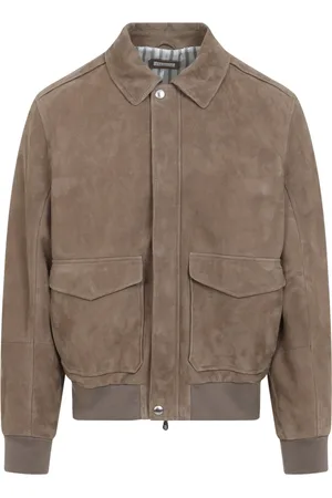 Brunello Cucinelli Kurtki, Mężczyzna, brązowy, L, Zamsz, Luksusowa Kurtka Zamszowa Nude Neutrals