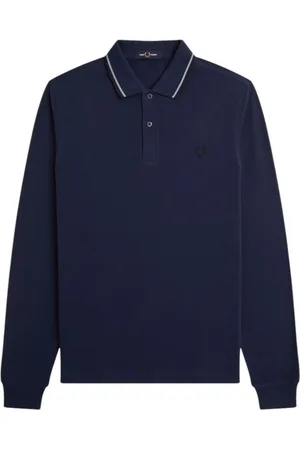 Fred Perry Koszulki, Mężczyzna, Niebieski, S, Niebieska Polo z Podwójnymi Paskami