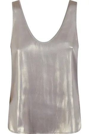 Zadig & Voltaire Koszulki, Kobieta, Szary, XS, Złoty Top Lurex z Ikonicznymi Strass