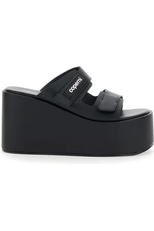 COPERNI Buty, Kobieta, Czarny, 38 EU, Czarne Skórzane Sneakersy na Koturnie z Logo
