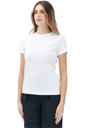 Armani Exchange Koszulki, Kobieta, Biały, XL, Biała koszulka damska z krótkim rękawem