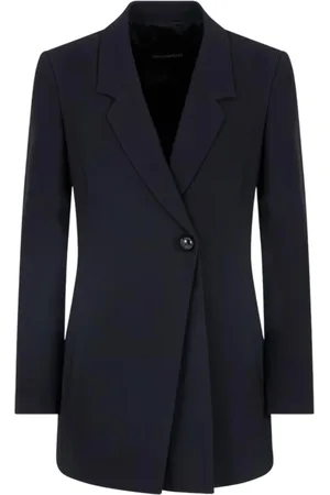 Emporio Armani Kurtki, Kobieta, Czarny, M, Czarna Satynowa Kurtka Z Zapięciem Na Jeden Guzik