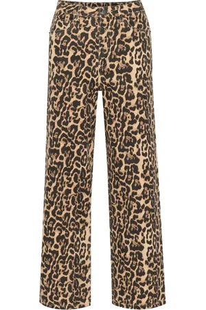 Kaffe Jeansy, Kobieta, brązowy, XL, Leopard Print Wide Leg Jeansy