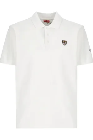 Kenzo Koszulki, Mężczyzna, Biały, L, Lucky Tiger Polo Biały