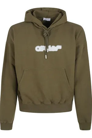 OFF-WHITE Bluzy, Mężczyzna, Zielony, S, Zielony Bluza z Kapturem Stylowy Nadruk Logo
