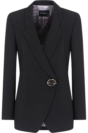 Emporio Armani Kurtki, Kobieta, Czarny, S, Czarna Marynarka Dwurzędowa Szczegół Biżuteryjny