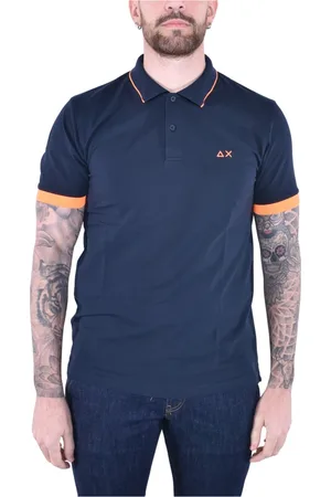 sun68 Koszulki, Mężczyzna, Niebieski, L, Nowoczesny Polowy Shirt Krótkie Rękawy