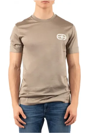 Emporio Armani Koszulki, Mężczyzna, Beżowy, S, Stylowy T-shirt dla mężczyzn