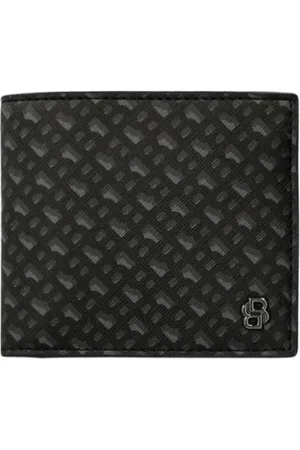 HUGO BOSS Akcesoria, Mężczyzna, Czarny, ONE SIZE, Czarna skórzana portmonetka z logo