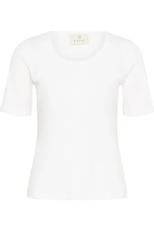 Kaffe Koszulki, Kobieta, Biały, L, Pointelle T-Shirt Top
