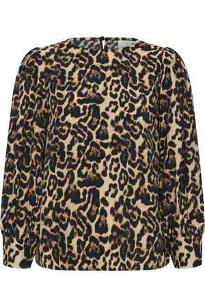 Kaffe Bluzki, Kobieta, brązowy, 3XL, Bluzka w Panterkę 3/4 Rękawy