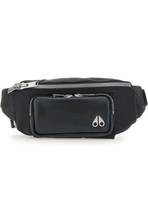 Moose Knuckles Torebki, Mężczyzna, Czarny, ONE SIZE, Nylon, Czarna Logo Hip Pouch Bum Bag