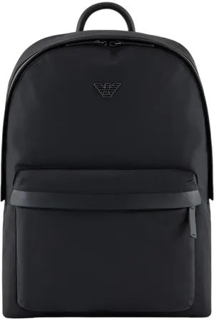 Emporio Armani Torebki, Mężczyzna, Czarny, ONE SIZE, Nylon, Czarna torba nylonowa z detalami skóry