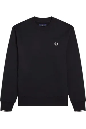 Fred Perry Bluzy, Mężczyzna, Czarny, XL, Czarny Crew Neck Sweatshirt