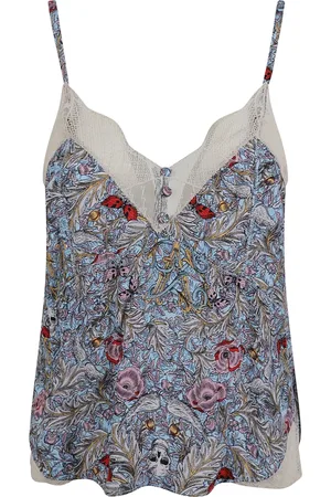 Zadig & Voltaire Koszulki, Kobieta, Szary, M, Miękki Brytyjskie Kwiaty Crepe Top