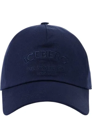 Iceberg Akcesoria, Kobieta, Niebieski, ONE SIZE, Niebieska czapka baseballowa z haftem Milano Italia