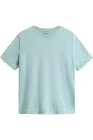 Woolrich Koszulki, Kobieta, Niebieski, L, Sweter T-shirt z luksusowym designem