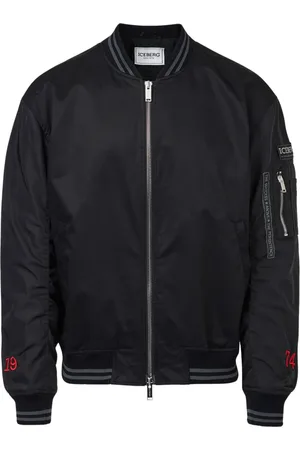 Iceberg Kurtki, Mężczyzna, Czarny, XL, Nylon, Czarna kurtka regular fit z gabardyny z kontrastowymi rękawami