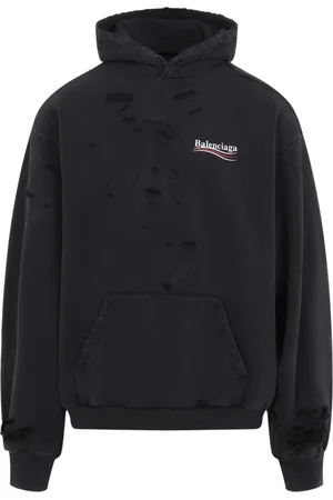 Balenciaga Bluzy, Mężczyzna, Czarny, S, Bawełna, Czarna Bluza Stylowa Nowoczesna Casual Must-Have