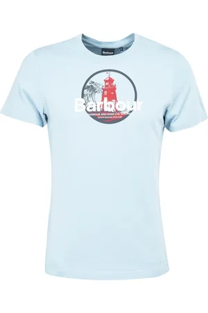 Barbour Koszulki, Mężczyzna, Niebieski, L, Bawełna, T-shirt z nadrukiem graficznym