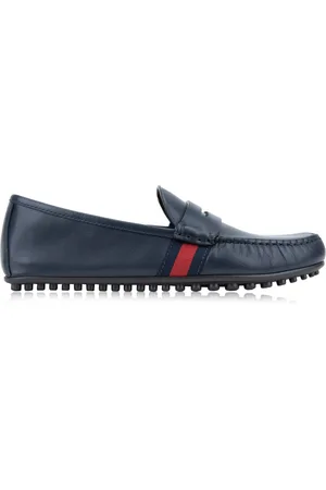 Gucci Buty, Mężczyzna, Niebieski, 42 1/2 EU, Skóra, Wsuwane mokasyny