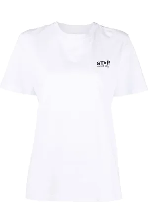 Golden Goose Koszulki, Kobieta, Biały, S, Bawełna, T-shirt z nadrukiem gwiazd
