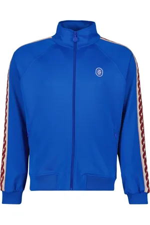 Drôle de Monsieur Bluzy, Mężczyzna, Niebieski, S, Niebieska Woven Track Kurtka Wiosna-Lato 2025