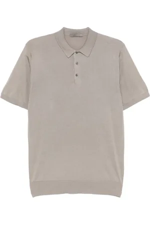 corneliani Swetry, Mężczyzna, Beżowy, M, Polo z Drobno Dzianego Materiału w Popielatym Kolorze