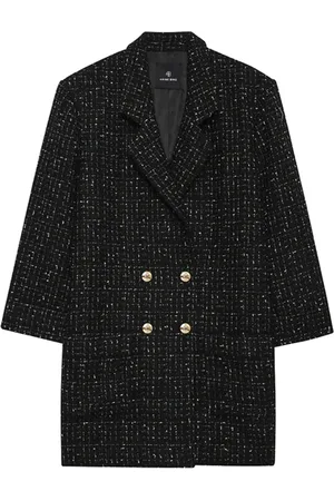 ANINE BING Płaszcze, Kobieta, Czarny, L, Nylon, Płaszcz dwurzędowy Katharine Dress