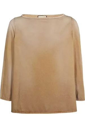 Gucci Koszulki, Mężczyzna, Beżowy, L, Bawełna, Bawełniana koszulka z maxi haftem