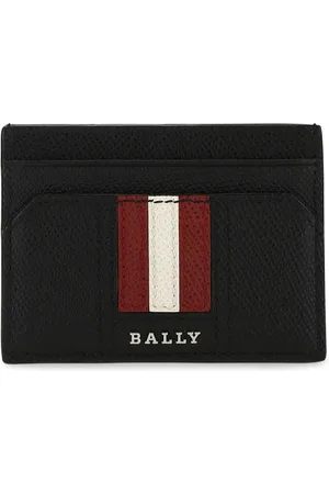 Bally Akcesoria, Mężczyzna, Czarny, ONE SIZE, Skóra, Pasiasty portfel na karty Thar