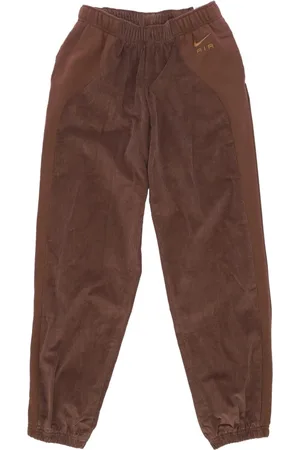 Nike Spodnie, Kobieta, brązowy, L, Bawełna, Dresowe spodnie z wysokim stanem, welurowe