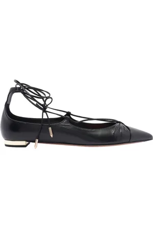 Aquazzura Buty, Kobieta, Czarny, 38 EU, Skóra, Gabi - Płaskie baleriny