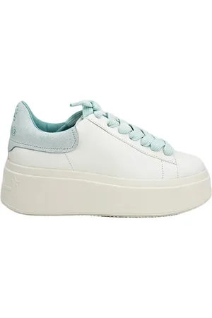 Ash Buty, Kobieta, Biały, 39 EU, Skóra, Białe skórzane sneakersy z podwójną platformą