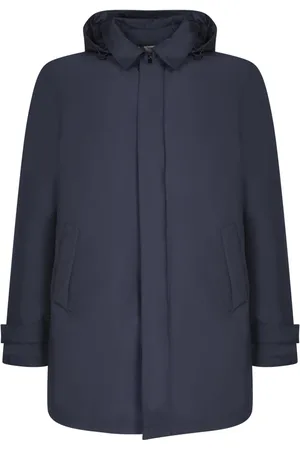 HERNO Płaszcze, Mężczyzna, Niebieski, L, Nylon, Niebieski płaszcz trzy czwarte