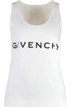 Givenchy Koszulki, Kobieta, Biały, XS, Bawełna, Zaokrąglony bawełniany top na ramiączkach
