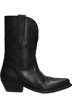 Golden Goose Buty, Kobieta, Czarny, 40 EU, Skóra, Czarne, haftowane botki w stylu western