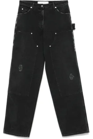Golden Goose Jeansy, Kobieta, Czarny, XS, Bawełna, Czarne jeansy distressed o klasycznym kroju